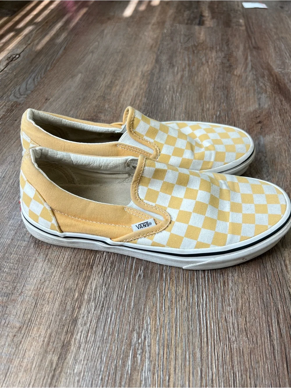 Vans Classic Slip-On Checkerboard Yellow White Shoes Women’s 8 Men’s 6.5